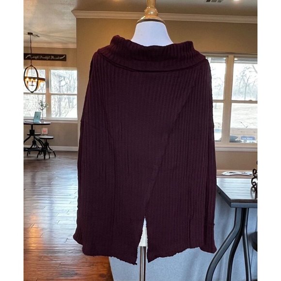 NWT Free People Sweater XS Oversized Cowl Neck Draped Tunic Top Date Night Wine - Picture 8 of 13